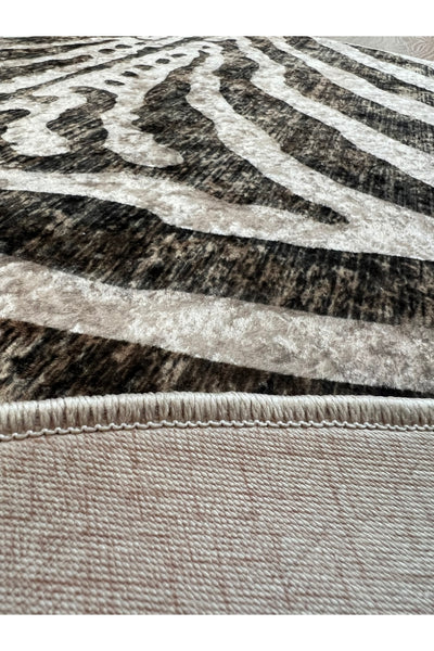 Zebra Print Round Black - Gray Decorative Rug