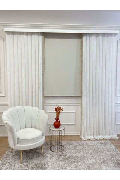 Cream Color Linen-Look Thick Fabric Roller Shade Modern Curtain