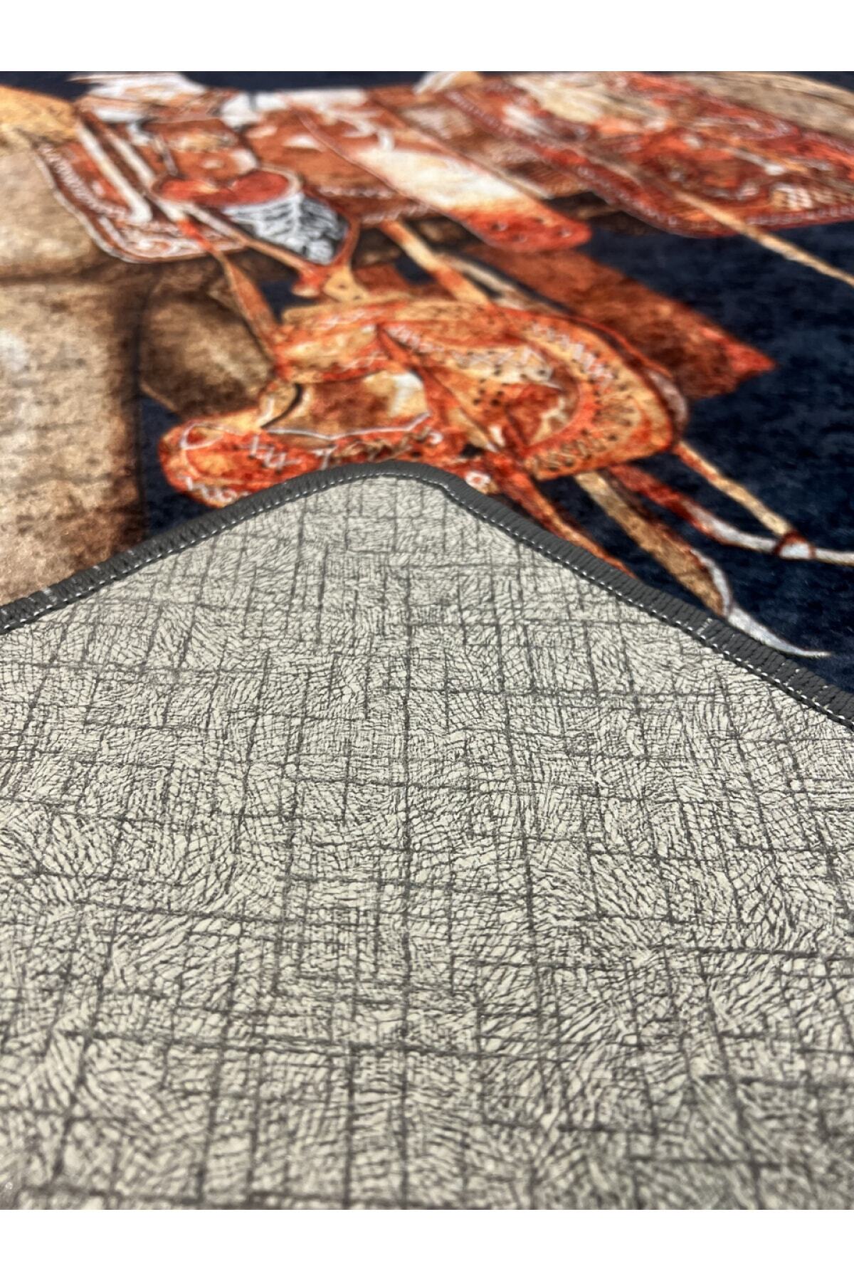 Horse Pattern Latex-Backed Round Rug