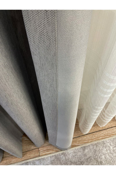 Jacquard Pattern on Blackout 1/2.50 Standard Pleated Blackout Curtain Dark Gray - Smoke