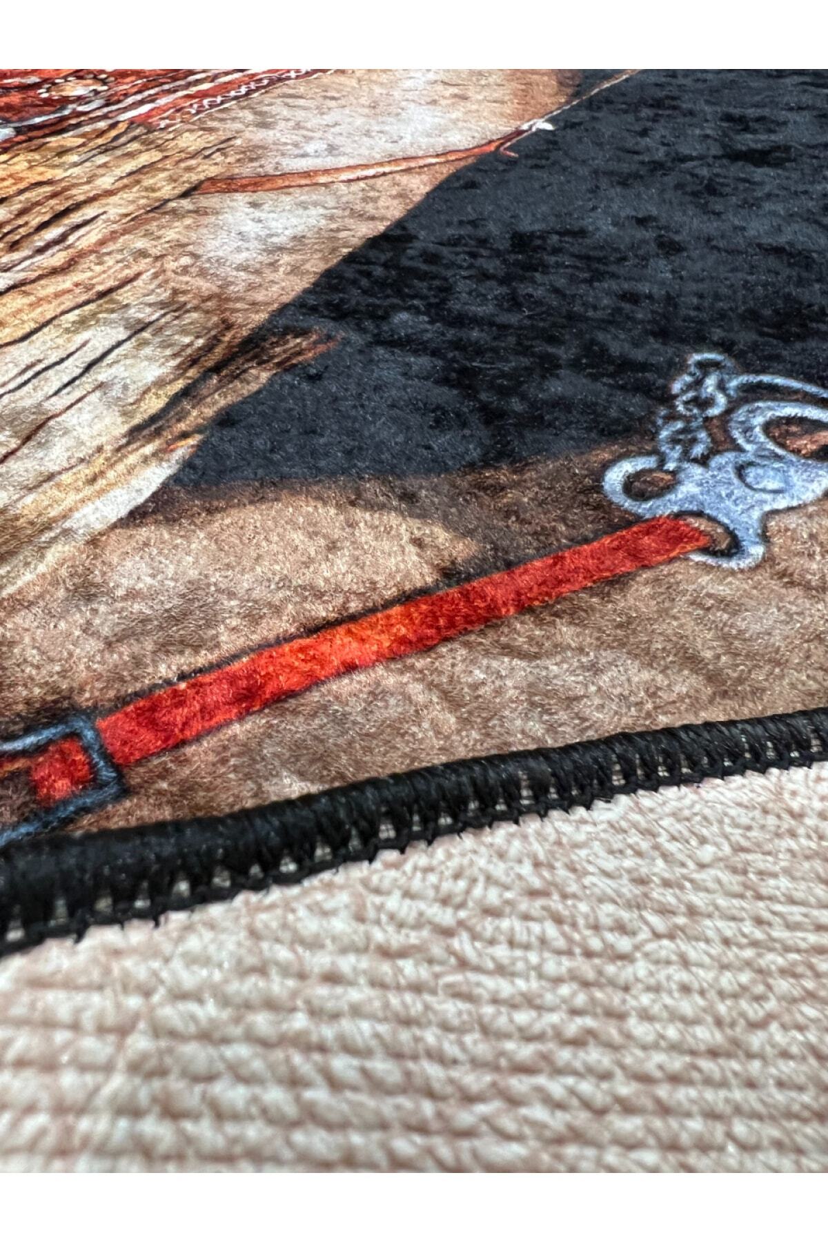 Horse Pattern Latex-Backed Round Rug