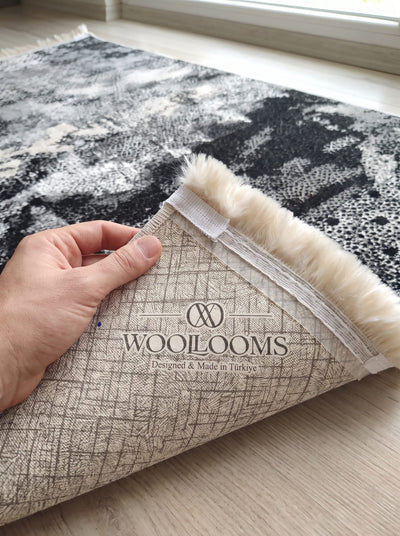 Washable Printed Widget Rug - Distressed Geometric Patchwork
