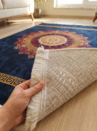 Washable Printed Wone Rug - Ancient Greek Key Mandala