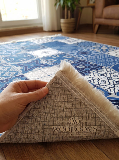 Washable Printed Livera Rug - Mediterranean Patchwork Style