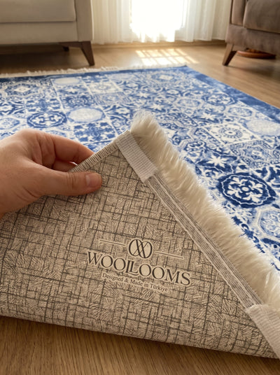 Washable Printed Zumre Rug - Mediterranean Mosaic Style