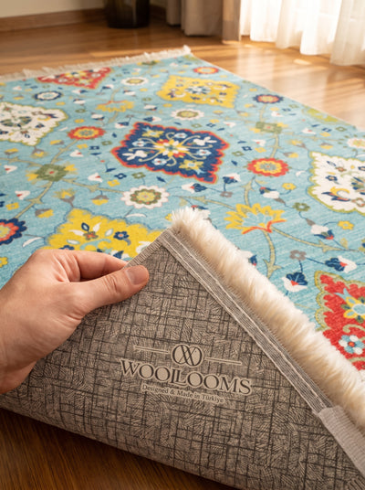 Washable Printed Paletta Rug - Boho Floral Medallion