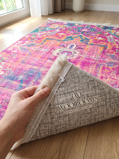 Washable Printed Erisa Rug - Vintage Distressed Style