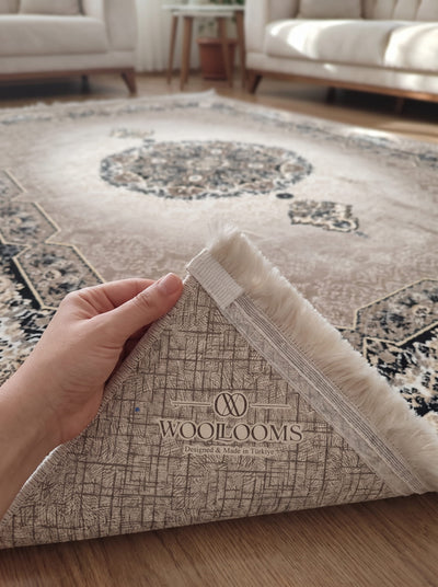 Washable Printed Sementa Rug - Traditional Medallion Style