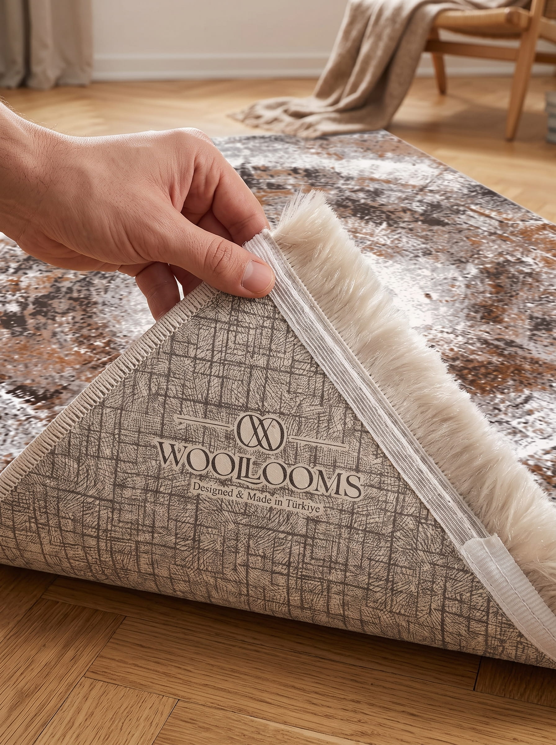 Washable Printed Magusa Rug - Modern Organic Circle Design
