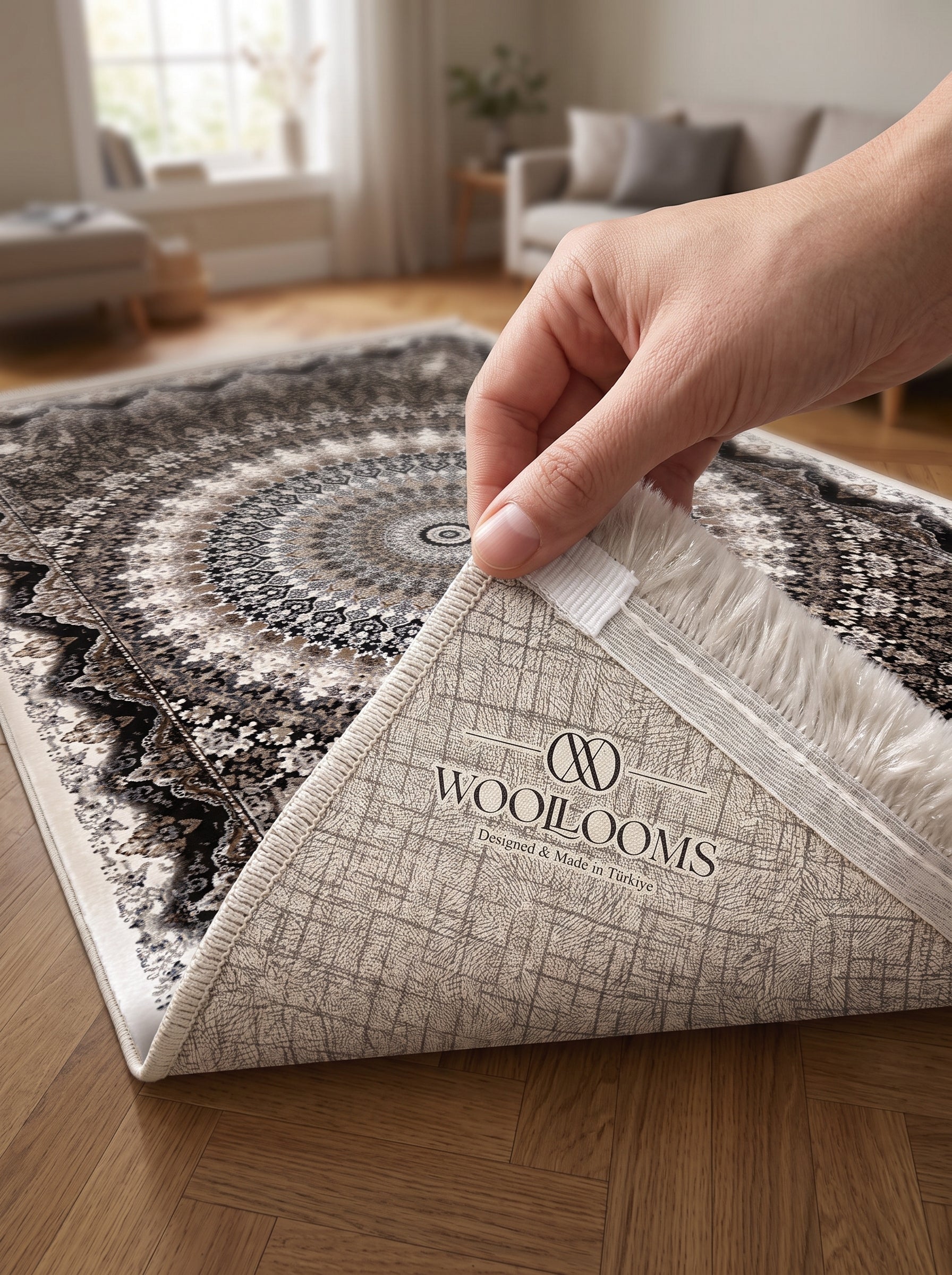 Washable Printed Turgutlu Rug - Intricate Star Medallion