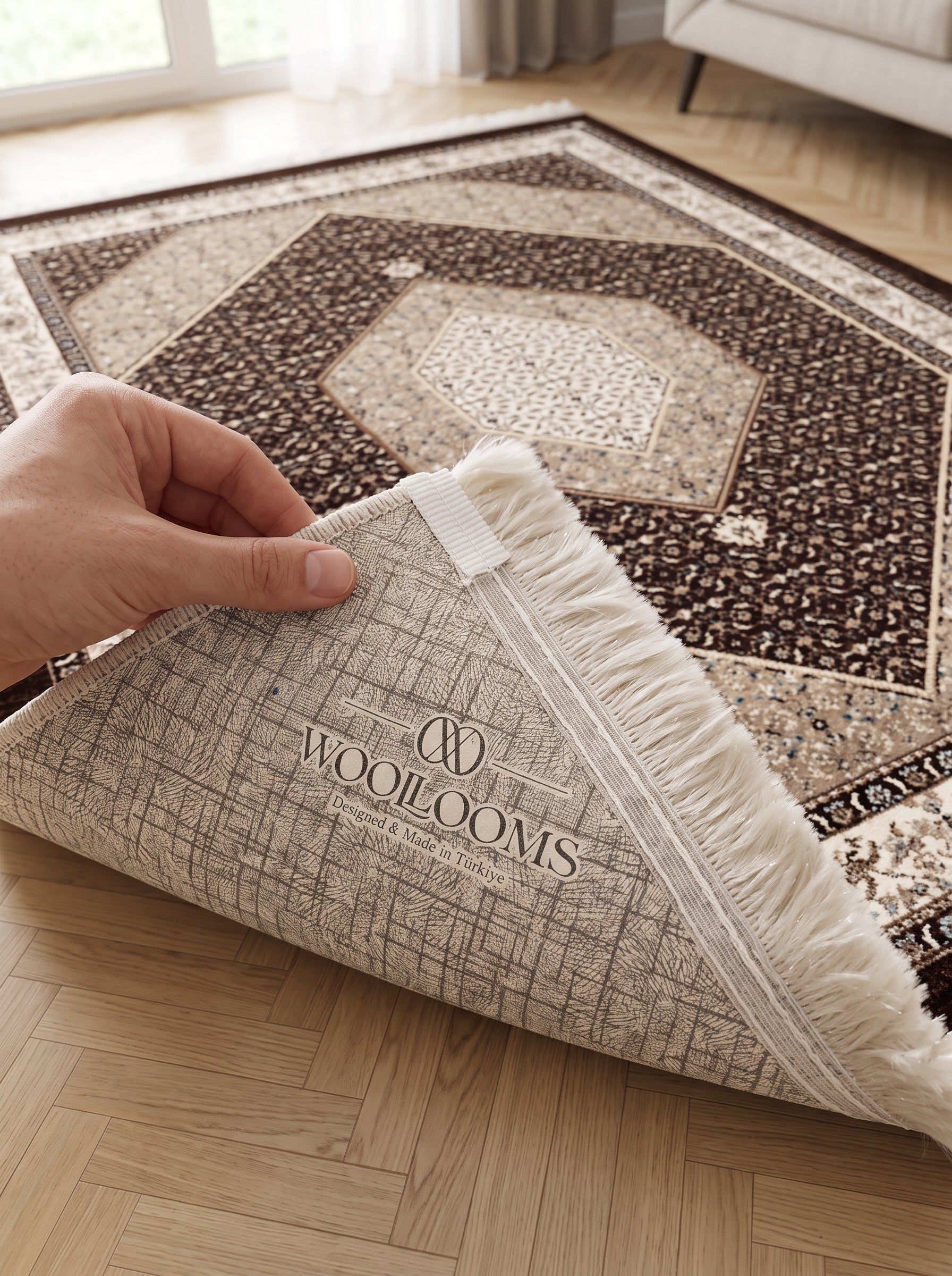 Washable Printed Azem Rug - Ornate Heritage Style