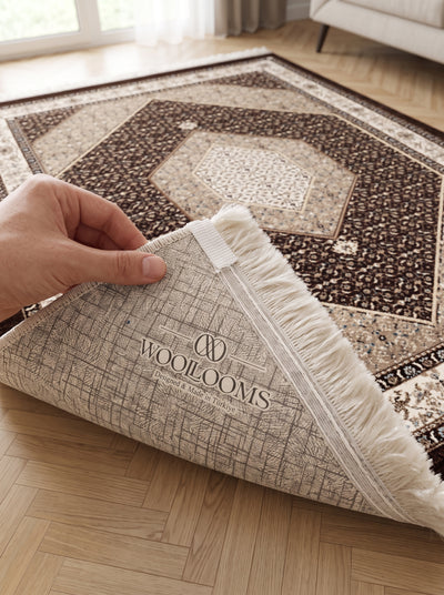 Washable Printed Azem Rug - Ornate Heritage Style