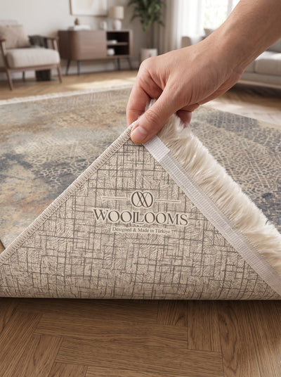 Washable Printed Widget Rug - Distressed Geometric Patchwork
