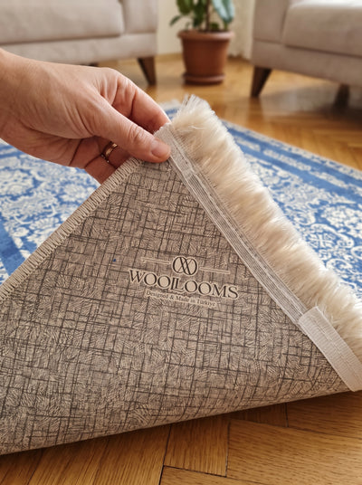 Washable Printed Glady Rug - Classic Damask Border Style