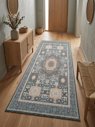 Maribor Washable Area Rug – Vintage Patchwork Style – Green