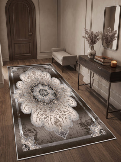 Luiza Washable Area Rug – Vintage Distressed – Brown