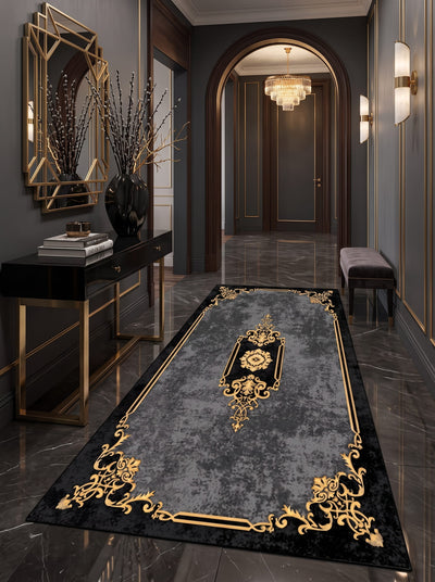 Washable Printed Climaris Carpet - Elegant Antique Scrollwork