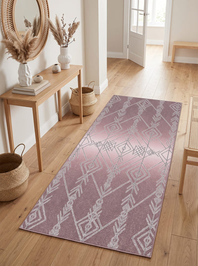 Vizyon Washable Area Rug – Pink / Modern Tribal Style
