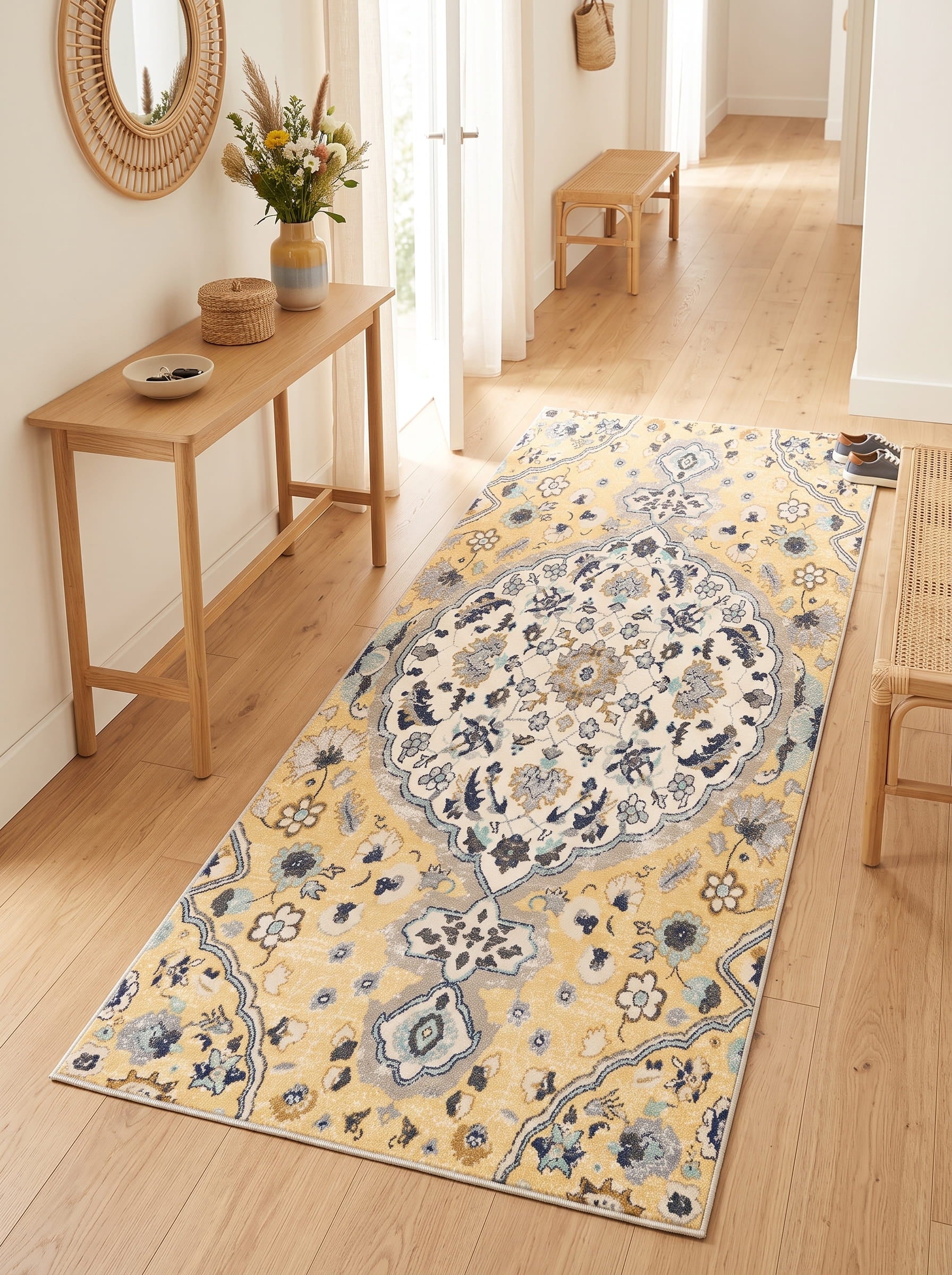 Washable Printed Chos Carpet - Elegant Botanical Heritage