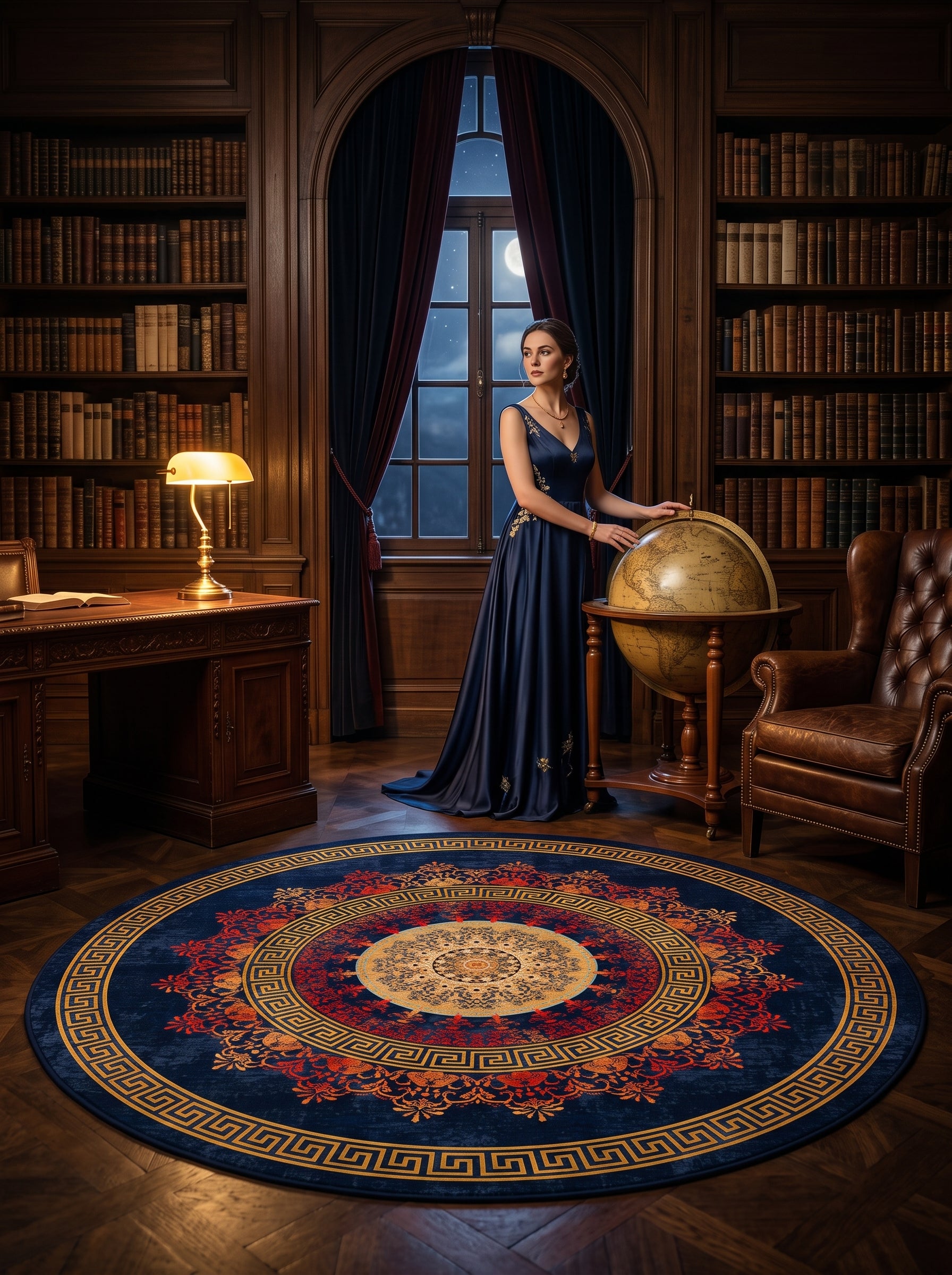 Washable Printed Wone Rug - Ancient Greek Key Mandala