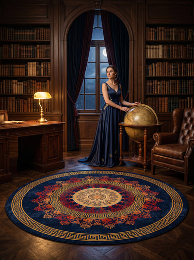 Washable Printed Wone Rug - Ancient Greek Key Mandala