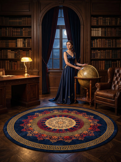 Washable Printed Wone Rug - Ancient Greek Key Mandala