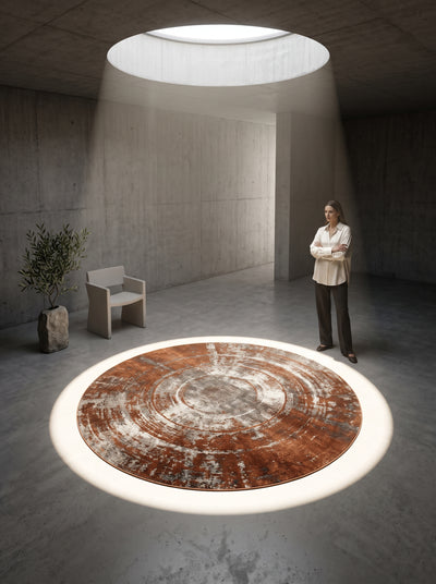 Washable Printed Magusa Rug - Modern Organic Circle Design