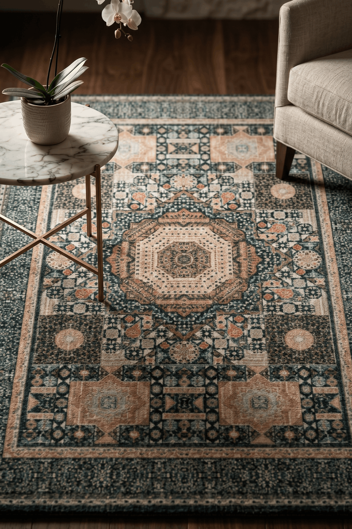 Washable Printed Maribor Rug - Vintage Patchwork Style